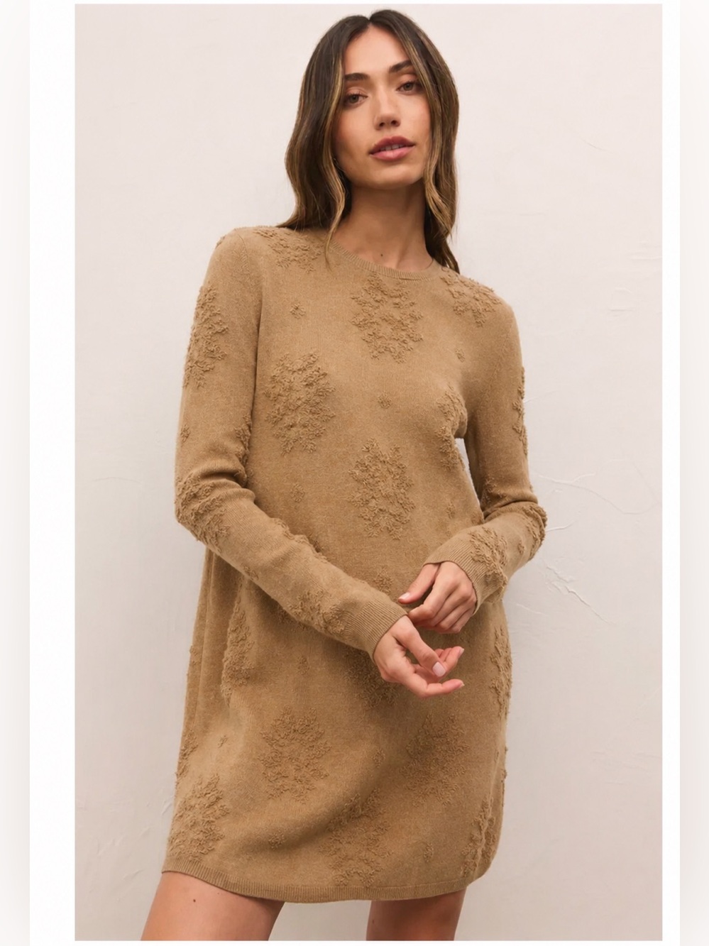 Z Supply Lena Sweater Dress in Campfire Textured Long-Sleeve Size Medium NEW